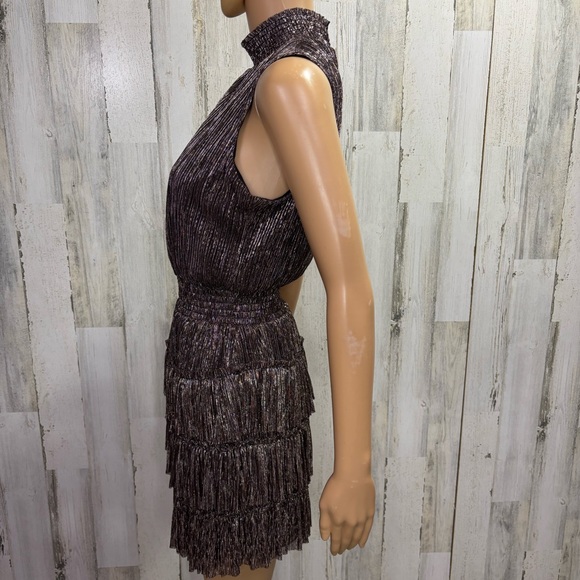 MSK Metallic Smocked Tiered Mock-Neck Sleeveless‎ Dress - Picture 8 of 13